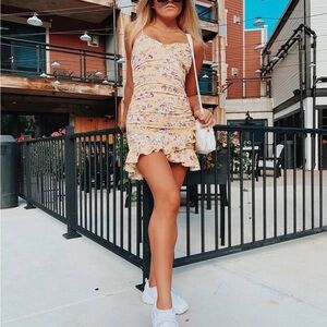 Forever 21 Floral Mini Dress in butter yellow